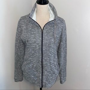 REI gray space dye full zip funnel neck knit jacket size Medium